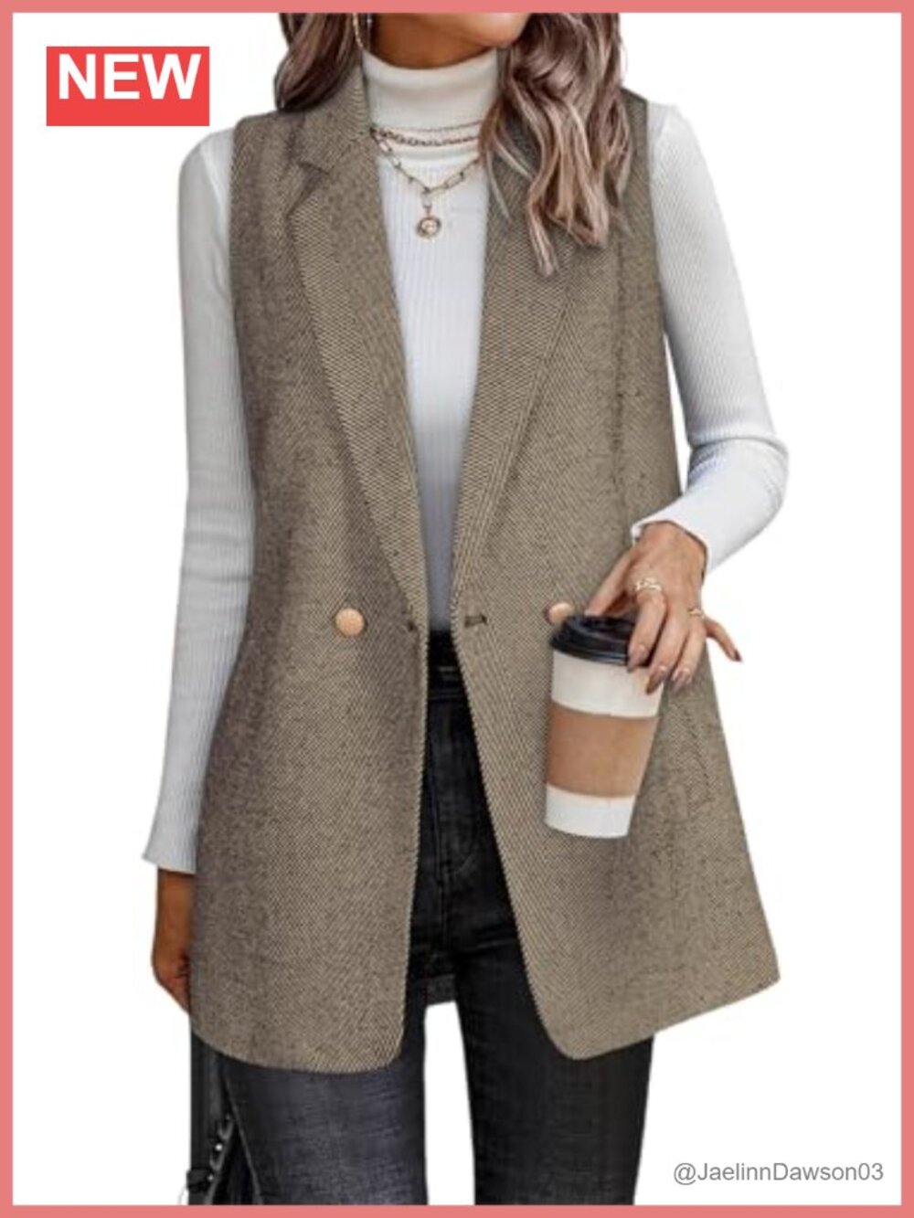 Sleeveless Blazer Vest Button Down Lapel Collar Pockets Business Casual